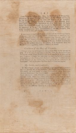 Lot #151 King George III Early Printing of 'His Majesty?s Most Gracious Speech' - The King's First Response to the Declaration of Independence (October 31, 1776) - Image 6