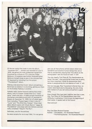 Lot #593 Tom Petty and the Heartbreakers Signed 1977 UK Tour Program - “For Mike, Many Dogs, Tom Petty