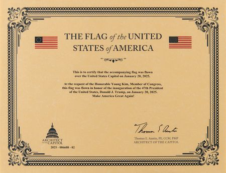 Lot #122 Donald Trump 2025 U.S. Capitol-Flown Inauguration Flag (5´ x 3´) - Image 2