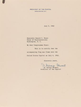 Lot #80 John F. Kennedy: American 'Independence Day' Flag (5´ x 3´) Flown Over the United States Capitol (July 4, 1963) - Image 3