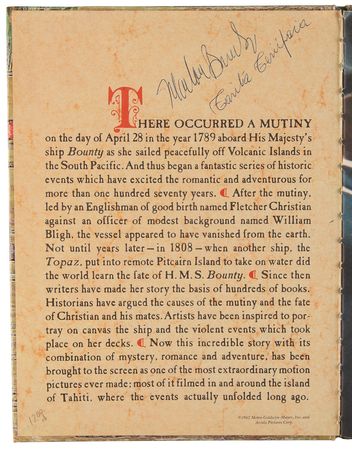 Lot #665 Marlon Brando Signed Book - Mutiny on the Bounty - Image 4