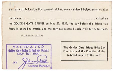 Lot #443 Golden Gate Bridge Opening Ticket Stub - Image 2