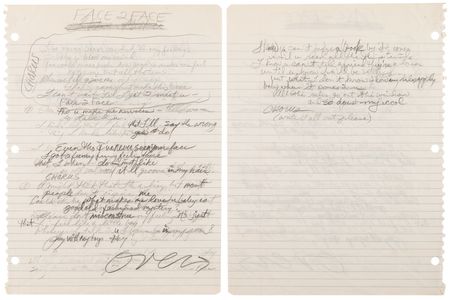 Lot #501 Prince Handwritten Song Lyrics for 'Face 2 Face' - Image 1