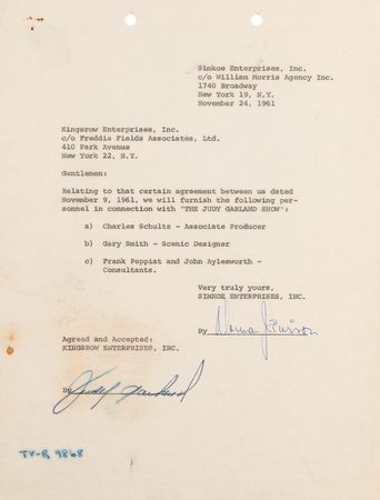 Lot #764 Wizard of Oz (6) Signed Documents - Judy Garland, Ray Bolger, Jack Haley, Bert Lahr, Billie Burke, and Margaret Hamilton - Image 2