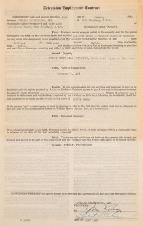 Lot #764 Wizard of Oz (6) Signed Documents - Judy Garland, Ray Bolger, Jack Haley, Bert Lahr, Billie Burke, and Margaret Hamilton - Image 5