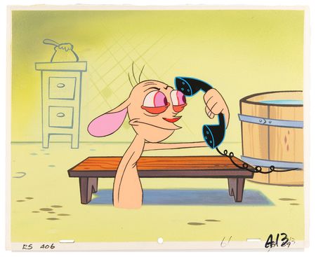 Lot #458 Ren production cel and master production background from The Ren & Stimpy Show - Image 1