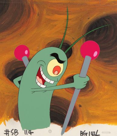 Lot #463 Plankton production cel and master production background from SpongeBob SquarePants - Image 2