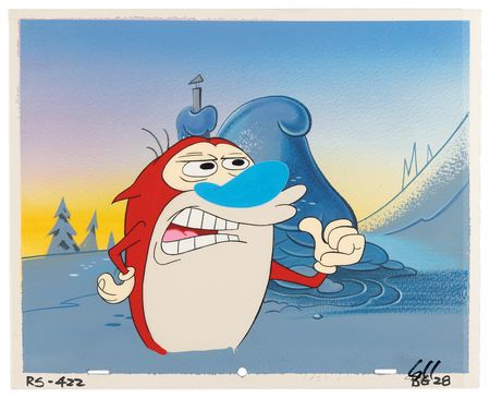 Lot #459 Stimpy production cel and master production background from The Ren & Stimpy Show - Image 1