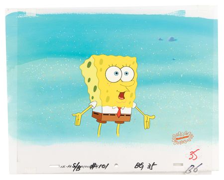 Lot #464 SpongeBob production cel and master production background from SpongeBob SquarePants - Image 1