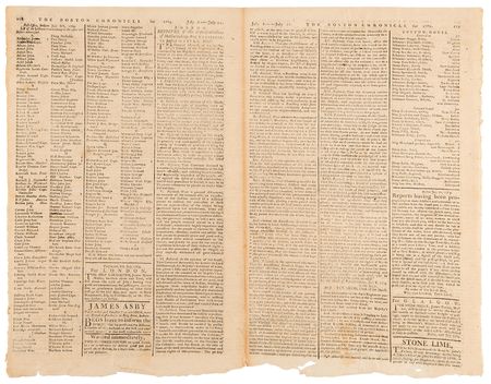 Lot #362 Revolutionary War: The Boston Chronicle from July 10, 1769, with Complaints on Taxation, British Troops in Boston, and Governor Bernard - Image 2