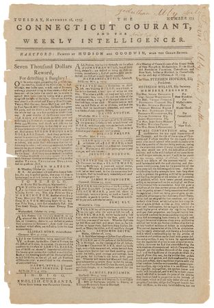 Lot #363 Revolutionary War: The Connecticut Courant from November 16, 1779 - 