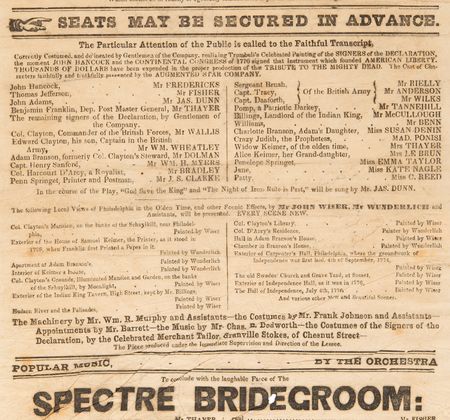 Lot #184 John Wilkes Booth Original Broadside for ?The Declaration of Independence: Philadelphia in the Olden Time? (Wheatley's Arch Street Theatre in Philadelphia, March 16, 1858) - Image 4