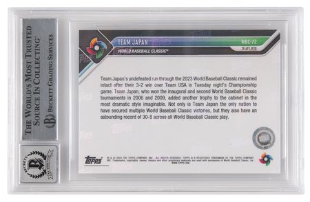 Lot #813 Shohei Ohtani: 2023 Topps Now WBC Signed Baseball Card - BAS AUTO 10 - Image 2