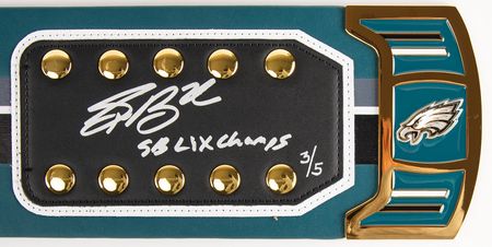 Lot #791 Jalen Hurts and Saquon Barkley Signed Philadelphia Eagles WWE Championship Belt (Ltd. Ed. #3/5) - Image 2