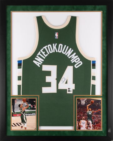 Lot #776 Giannis Antetokounmpo Signed Milwaukee Bucks Basketball Jersey - Image 1