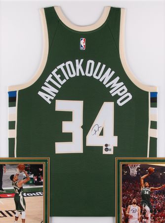 Lot #776 Giannis Antetokounmpo Signed Milwaukee Bucks Basketball Jersey - Image 2