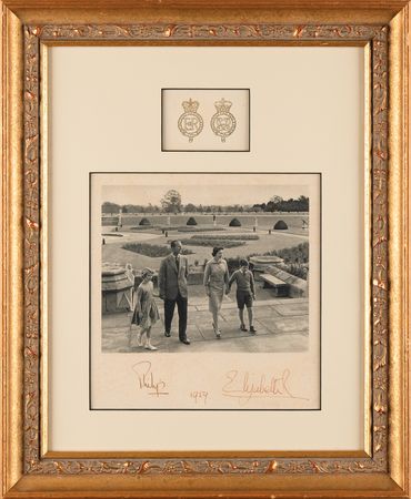 Lot #245 Queen Elizabeth II and Prince Philip Signed Christmas Card Portrait (1959) - Image 1