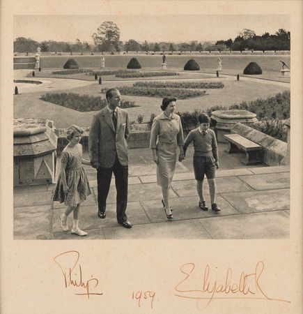 Lot #245 Queen Elizabeth II and Prince Philip Signed Christmas Card Portrait (1959) - Image 2