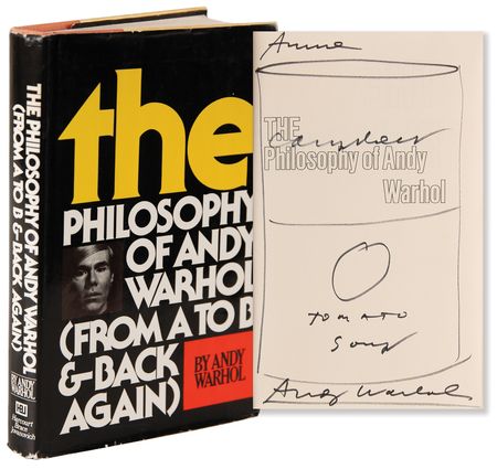 Lot #438 Andy Warhol Signed Book with Soup Can Sketch - The Philosophy of Andy Warhol - Image 1