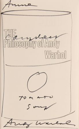 Lot #438 Andy Warhol Signed Book with Soup Can Sketch - The Philosophy of Andy Warhol - Image 2
