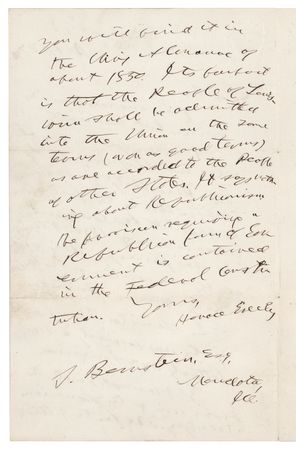 Lot #213 Horace Greeley Autograph Letter Signed - Image 2