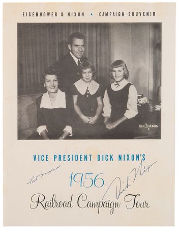 Lot #92 Richard and Pat Nixon Signed '1956 Railroad Campaign Tour' Souvenir Menu - Image 1