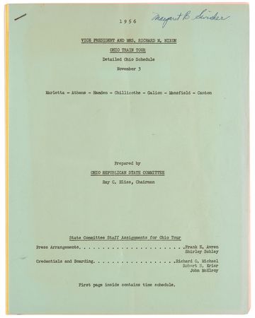 Lot #92 Richard and Pat Nixon Signed '1956 Railroad Campaign Tour' Souvenir Menu - Image 6