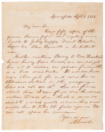 Lot #21 Abraham Lincoln Autograph Letter Signed, Campaigning for John Frémont and Cultivating German-American Support for the Newly Formed Republican Party (1856) - Image 2