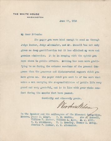 Lot #125 Woodrow Wilson Typed Letter Signed as