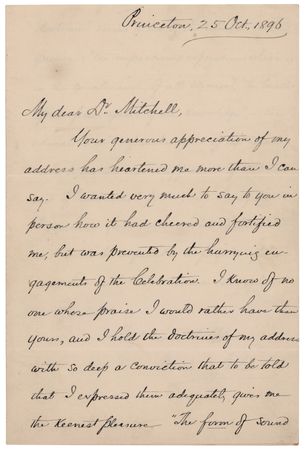 Lot #126 Woodrow Wilson Autograph Letter Signed to Dr. Silas Weir Mitchell: 