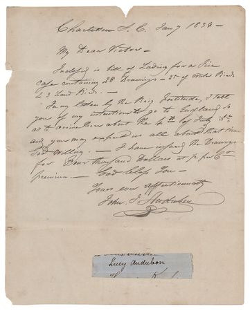 Lot #432 John J. Audubon Autograph Letter Signed, Sending 