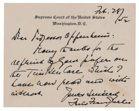 Lot #206 Felix Frankfurter Autograph Letter Signed - Image 1