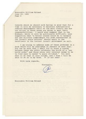 Lot #84 Richard Nixon Typed Letter Signed on US Policy: 