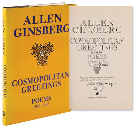 Lot #473 Allen Ginsberg Signed Book - Cosmopolitan Greetings: Poems, 1986–1992 - Image 1