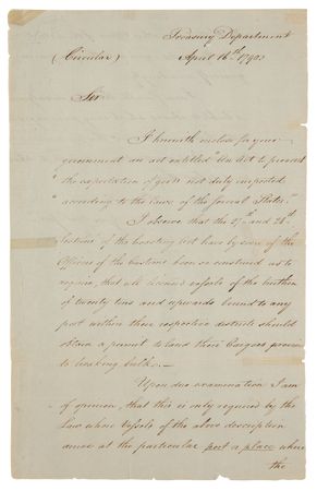 Lot #141 Alexander Hamilton Letter Signed as Treasury Secretary on Customs Collection - Image 2
