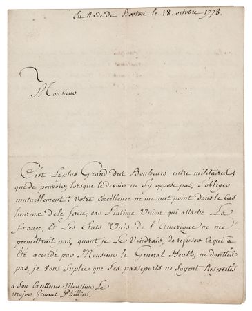 Lot #340 Charles Henri Hector, Count of Estaing Revolutionary War?Dated Letter Signed on 