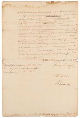 Lot #153 King George III Revolutionary War-Dated Document Signed, Ordering Payment for 