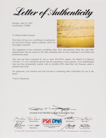 Lot #595 Elvis Presley Signed 1953 Humes High School - 