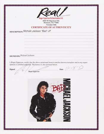Lot #630 Michael Jackson Signed Album - Bad (Promotional Copy) - Image 2