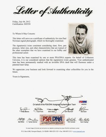 Lot #727 Paul Newman Signed Photograph - Image 2