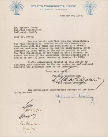 Lot #757 Spencer Tracy Document Signed - Image 2