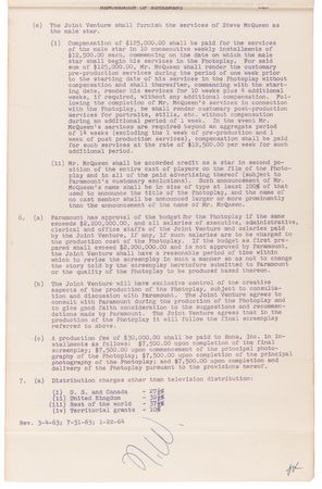 Lot #766 Natalie Wood Signed Movie Contract for Love with the Proper Stranger - Image 2