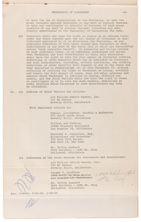 Lot #766 Natalie Wood Signed Movie Contract for Love with the Proper Stranger - Image 3