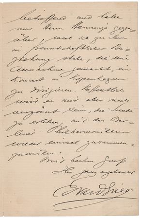 Lot #509 Edvard Grieg Autograph Letter Signed - Image 2