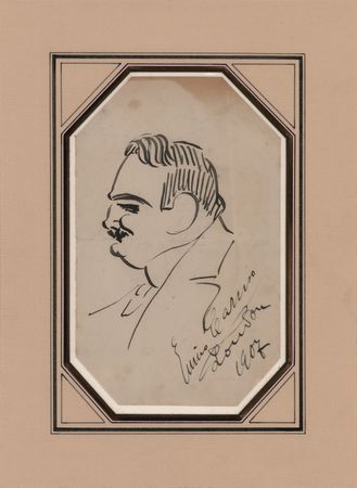 Lot #508 Enrico Caruso Original Self-Portrait Sketch - Image 1