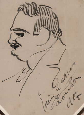 Lot #508 Enrico Caruso Original Self-Portrait Sketch - Image 2