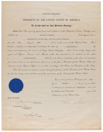 Lot #49 Calvin Coolidge Document Signed as President - Image 1