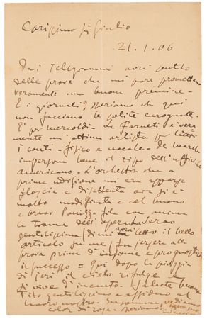 Lot #484 Giacomo Puccini Autograph Letter Signed on the Premiere of Madame Butterfly - Image 1