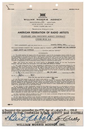 Lot #650 Abbott and Costello Document Signed - Image 1