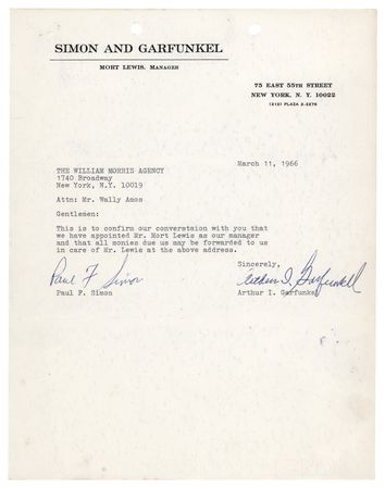 Lot #605 Simon and Garfunkel Document Signed - The